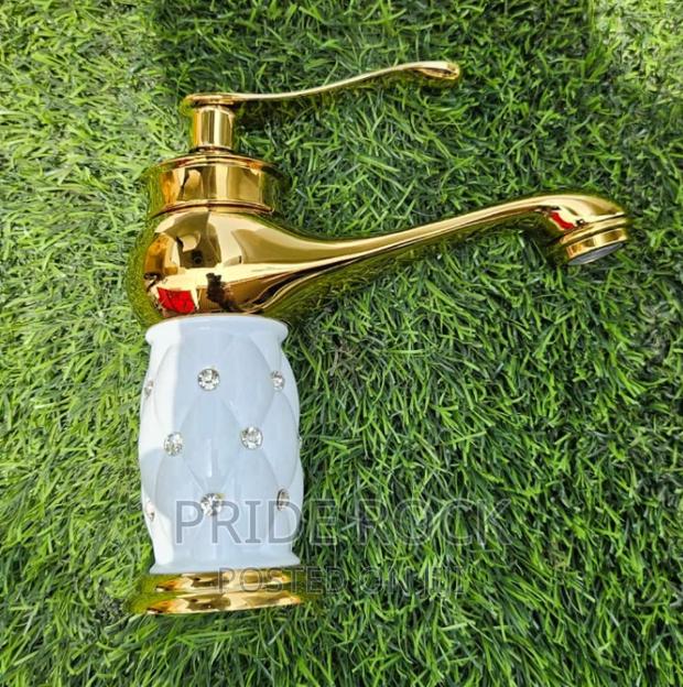 Gold and White Mixture Basin Tap, Faucet, Hot and Cold Tap · Photo 1