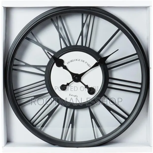 White Round 3d Wall Clock With Large Roman Numerals 44.5cm · Photo 1