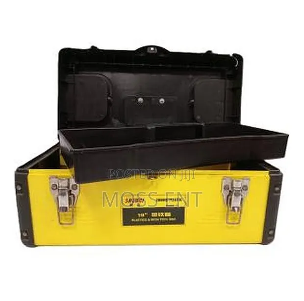 Steel Tools Box 36x18x18cm Black / Yellow 14inch - H · Photo 1