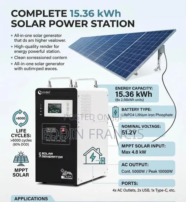 Solar Generator -15.36kwh P04 Lithium Battery +Inverter+ Panel · Photo 1