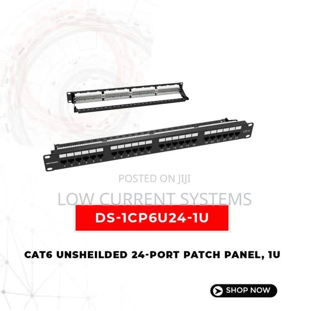 Hikvision CAT6 + Patch Panel 24 Port Gold Plated High Speed · Photo 1
