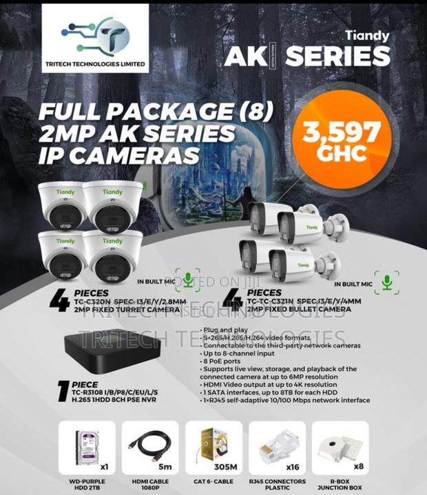 Tiandy 2mp 8ch IP Camera KIT Full Package + 1tb HDD · Photo 1