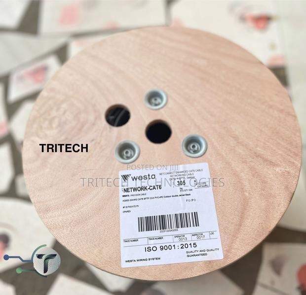 Westa Cat6 Cable Outdoor SFTP Cca Pvc+Pe Double Jacket Black · Photo 1