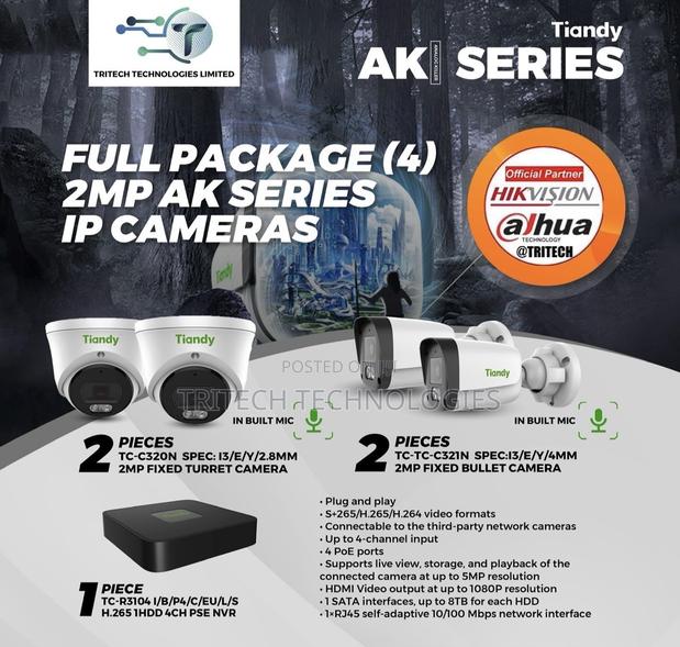 Tiandy 2mp 4ch IP Camera KIT Full Package + 1tb HDD · Photo 1
