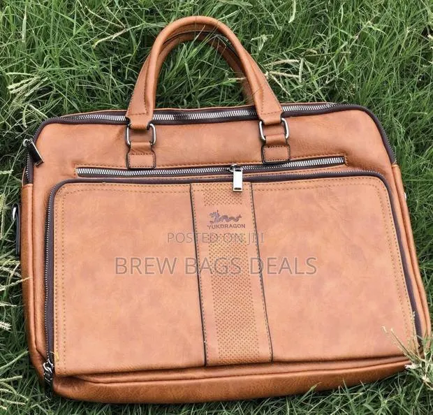 Pure Leather Light Brown Durable Laptop With Shoulder Strap · Photo 1