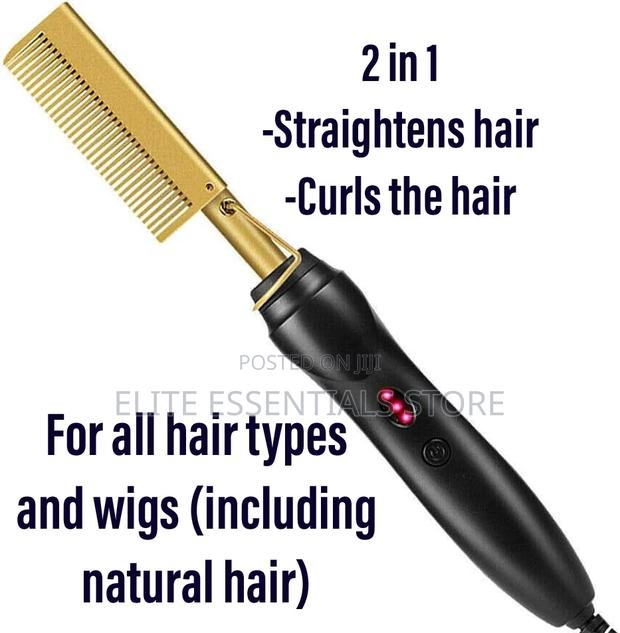 2 in 1 Hair Straightener Electric Hot Comb and Curler · Photo 1