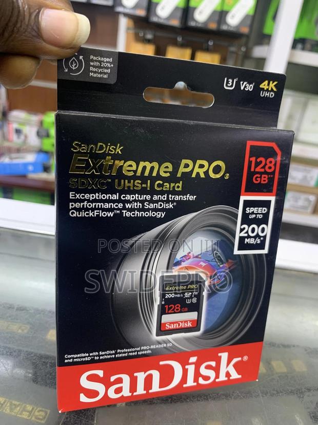 Sandisk 128GB Extreme Pro SDXC Ushs-l UHD Memory Card · Photo 1