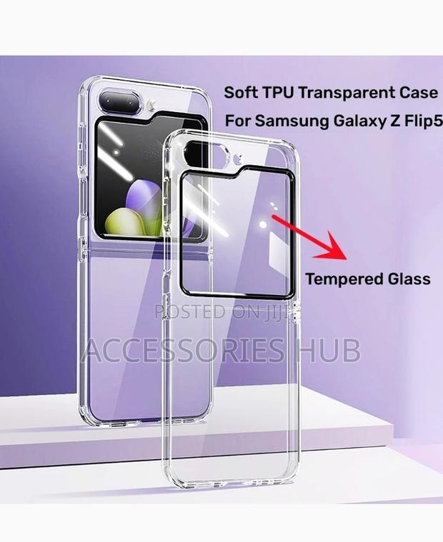 Samsung Z Flip 5 Transparent Case With Screen Protector · Photo 1