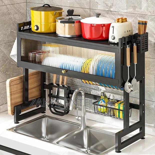 Metallic Oversink Dish Rack With Cover · Photo 2