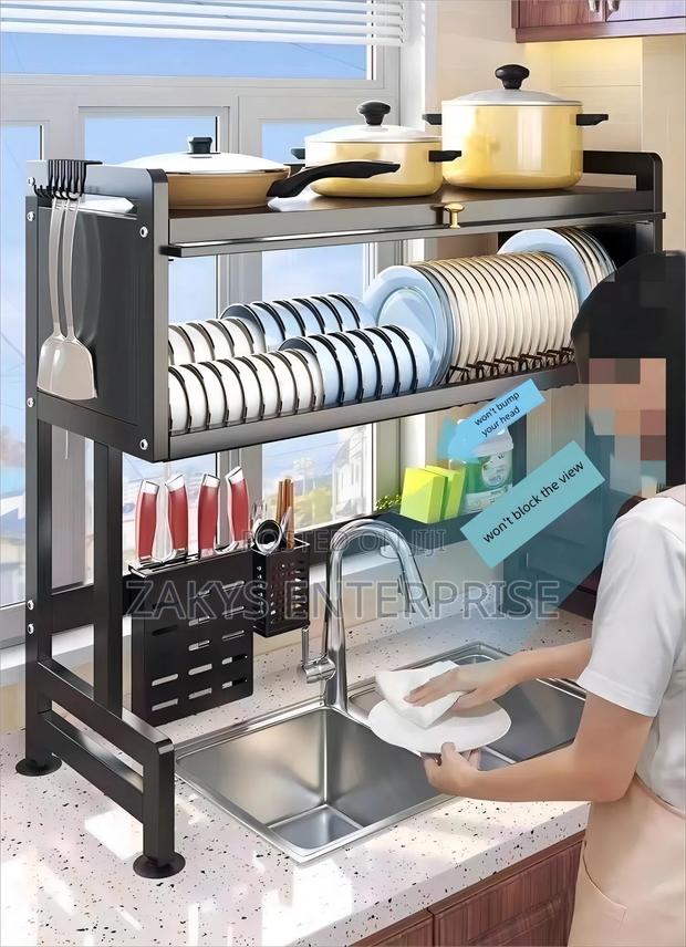 Metallic Oversink Dish Rack With Cover · Photo 3