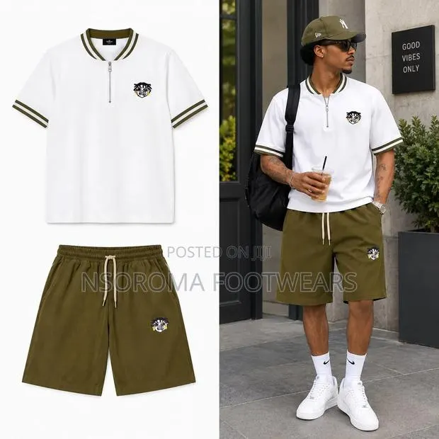 Men’s Cotton Blend 2-Piece T-Shirt Shorts Set – Ready Stock · Photo 1