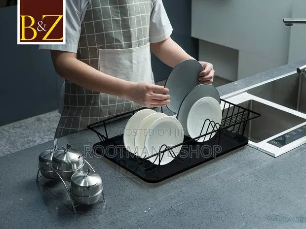 Stainless Steel Wire Frame Dish Drying Rack With Dual Cutlery Drip Cup · Photo 1