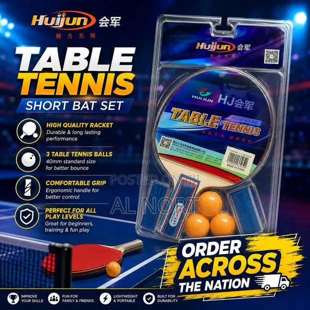 Huijun Table Tennis Racket Set With 2 Short Bats 3 Balls · Photo 1