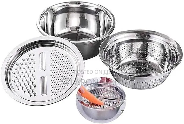 3-in-1 Stainless Steel Basin, Colander Grater Set · Photo 1