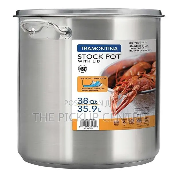 Tramontina Covered Stock Pot Stainless Steel 38 Qt, 35.9l · Photo 1