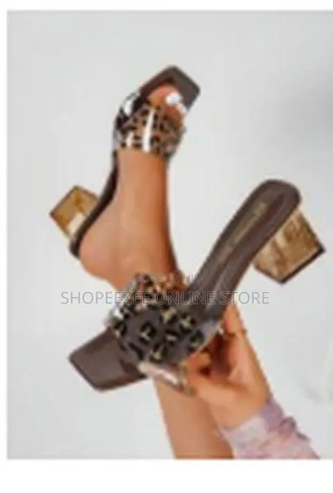 Women's Transparent Leopard Print Square Toe High Heel Sandals · Photo 2