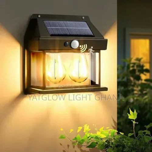 28W Double Tungsten Waterproof Solar Wall Light -Warn Light Sensor