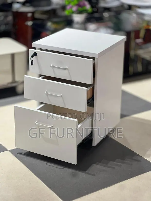 3-Drawer Mobile Wood Filing Cabinet With Lock · Photo 1