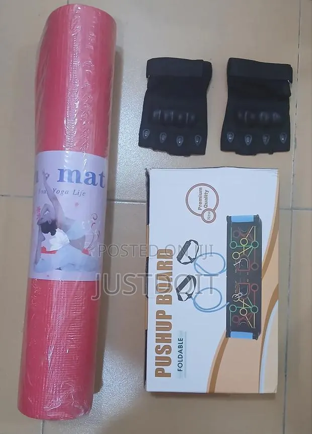 Push Up Board + Gym Mat + Gym Gloves. · Photo 1