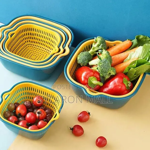 Double-Layer Drain Basket Bowl Set – 6 Pieces · Photo 1