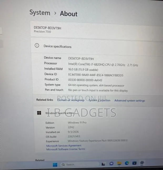 Laptop Dell Precision 7510 16GB Intel Core i7 SSD 256GB · Photo 1