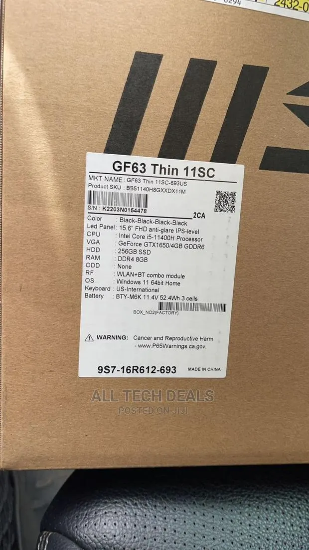 New Laptop MSI GF63 8GB Intel Core I5 SSD 512GB · Photo 1