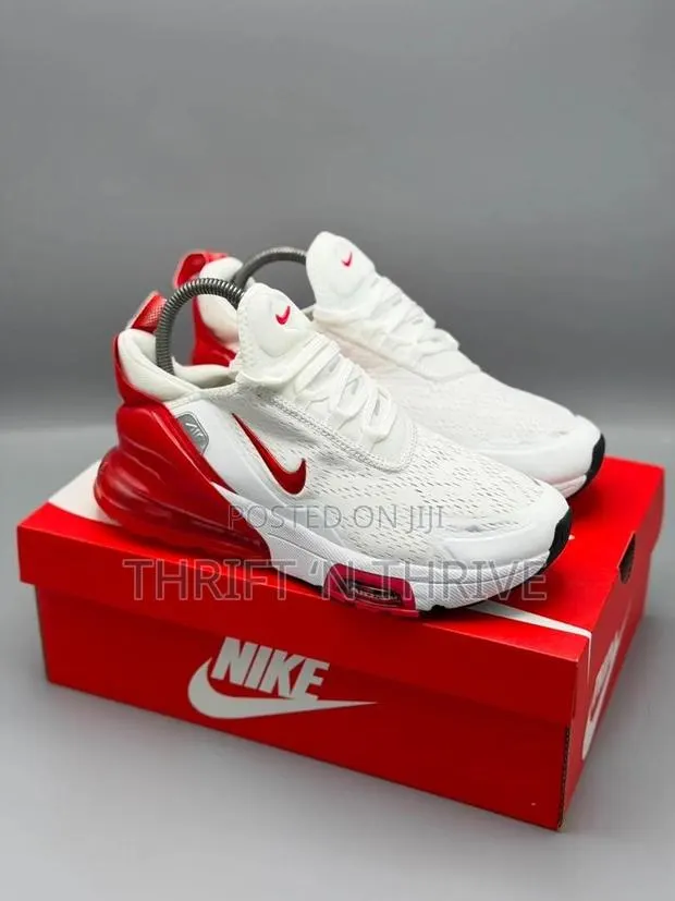 Red and White Airmax 270 Sneakers. · Photo 1