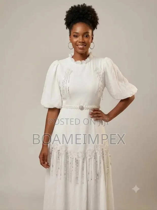 White Long Dress With Belt Plus Size · Photo 1