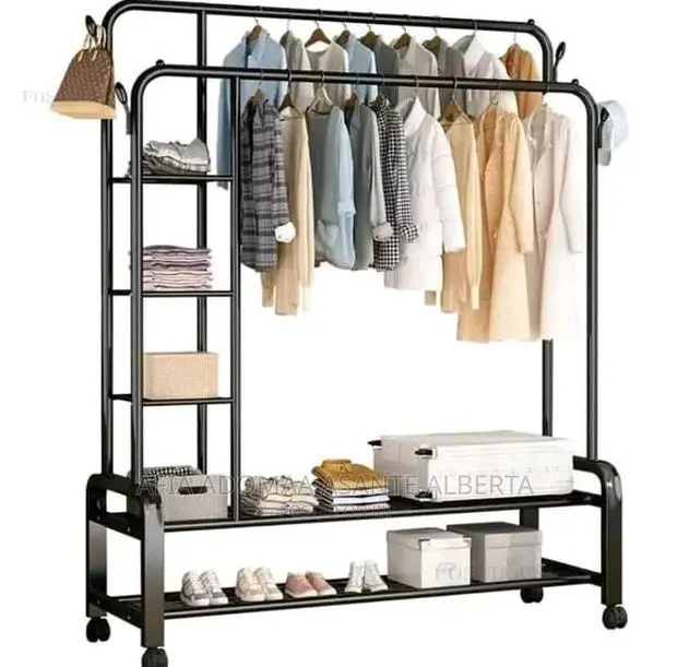 High Quality Clothes Rack With Wheels and Shelves · Photo 1