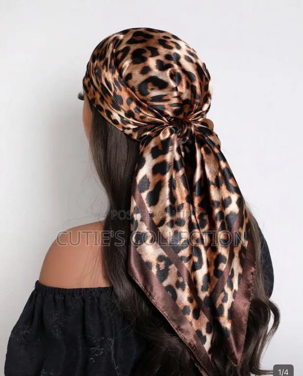 Elegant 90cm Satin Square Scarf Luxury Print Fashion Headscarf · Photo 1