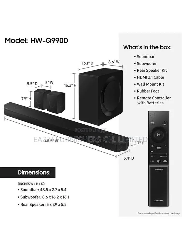 The Samsung Hw-Q990d Is a 11.1.4 Channel Soundbar System · Photo 1