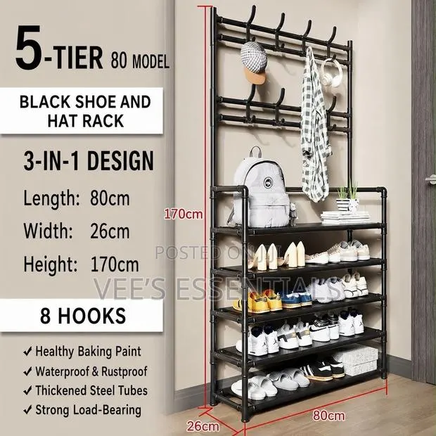 2-in-1 Shoe Rack With Clothes Hanger | Shoe Clothes Organizer · Photo 1
