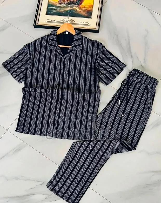 Basix Men's Striped Short-Sleeve Loungewear Set · Photo 1