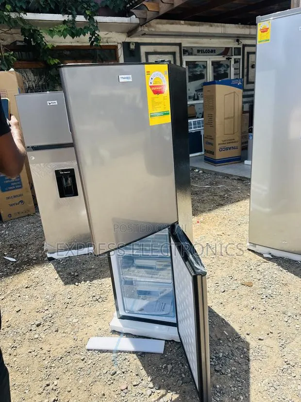 Hot Deals on Double Door Fridge Grey Color Nasco Bottom Freezer · Photo 1