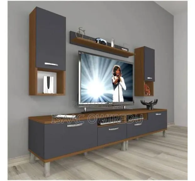 Television Wall Mounted Design With Doors and High-Quality Wood · Photo 1