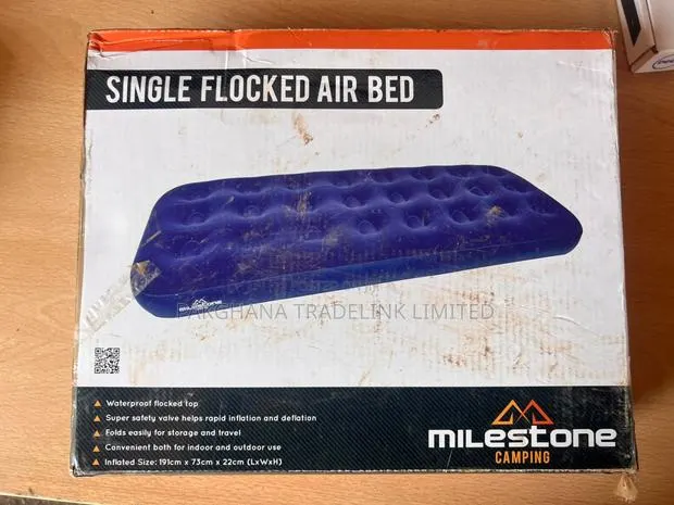 Milestone Single Flocked Air Bed – 191 × 73 × 22 Cm · Photo 1