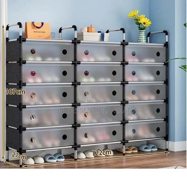 Multi-Tier Dustproof Shoe Cabinet Organizer With Clear Front Doors · Photo 1