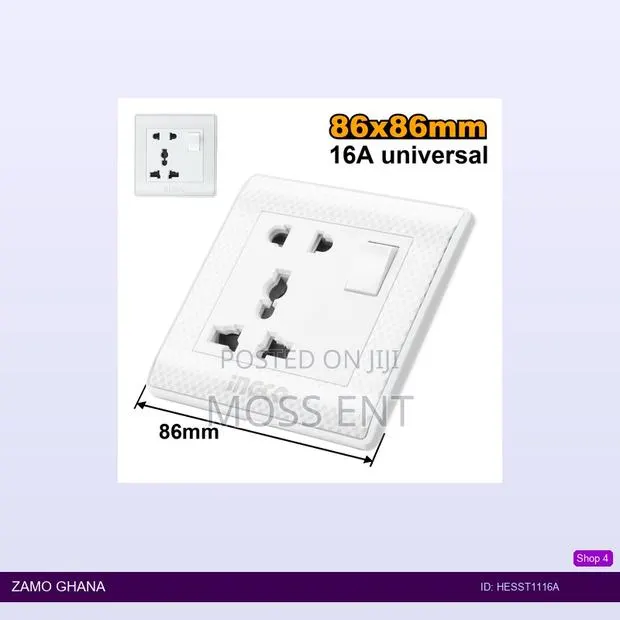Universal Socket With Switch 1 Gang 16a - Hesst1116a · Photo 1
