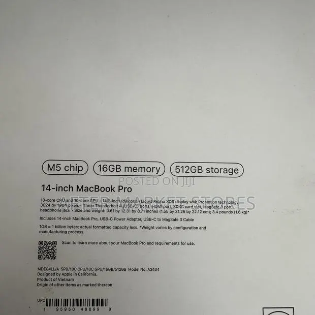 New Laptop Apple MacBook Pro 2025 M5 16GB Apple M5 SSD 512GB · Photo 1