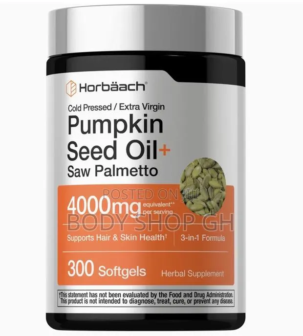 Pumpkin Seed Oil With Saw Palmetto | 300 Caps | Hair and Skin Support · Photo 1