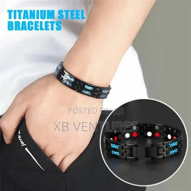 Double Row of Blue Carbon Magnet Bracelet · Photo 1