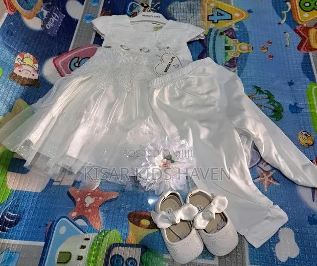 Girl Christening Dress With Shoe and Hairband 0 to 3 Months · Photo 1