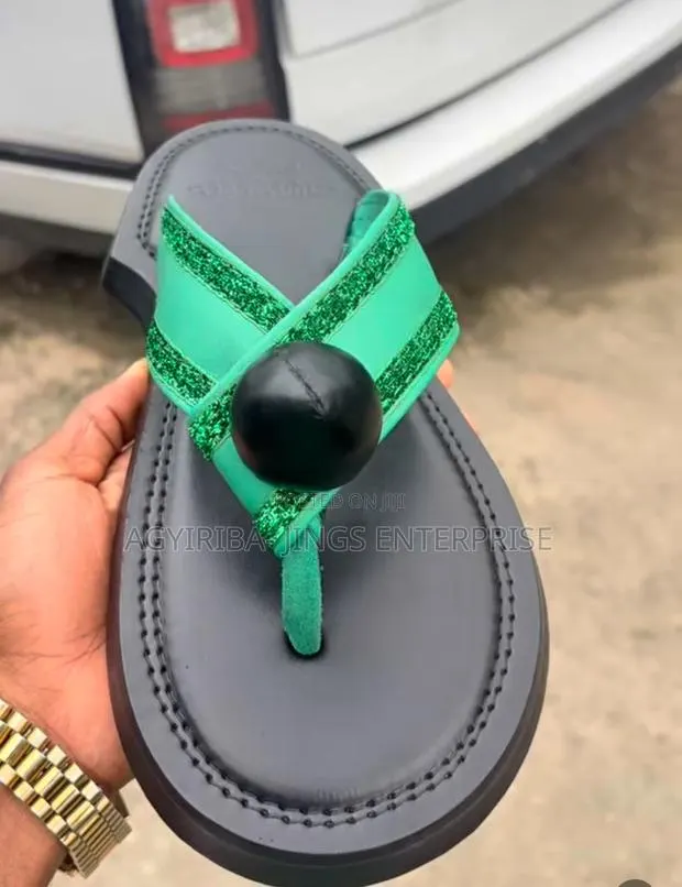 Green and Black Ahenema Slippers · Photo 1