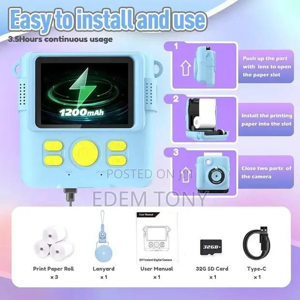 DIY Instant Digital Camera Blue. With Instant Printing · Photo 4