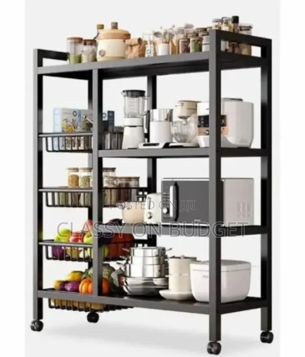 Multipurpose Standing Shelf/ Kitchen Rack With Side Basket · Photo 1