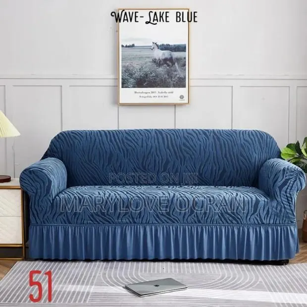 Wave -Lake Blue Skirt Sofa Covers (Set( · Photo 1