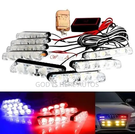 Police Flasher( Front Grille) Red Blue With Remote 8 PCS · Photo 1
