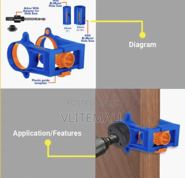 4pcs Door Lock Installation Hole Saw Set With Plastic Guide Wkj2404 · Photo 1