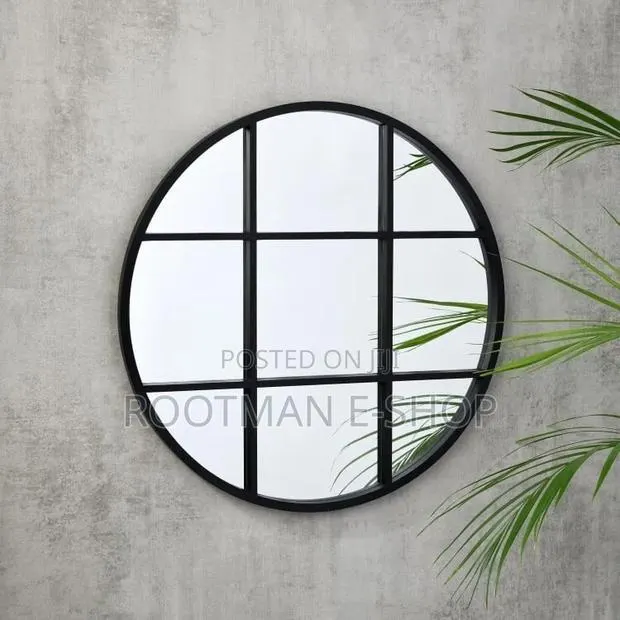 New Modern Black Al Fresco Sectioned Round Mirror · Photo 1