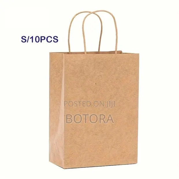10pcs Of Brown Kraft Paper Gift Bags With Handles · Photo 1